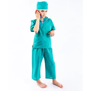

Kid's Doctor Cosplay Costume for Carnival Party Blue Top Pants 3pcs Doctor Outfit for Make Up Party Stage Performance