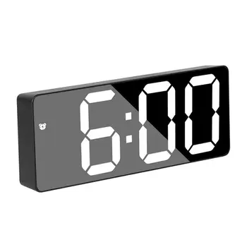

Digital LED Mirror Alarm Clock Digital Snooze Table Clock Wake Up Light Electronic Time Temperature Display Decoration Clock