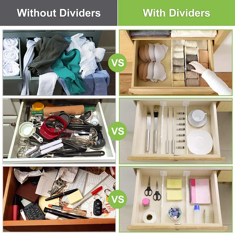Adjustable Drawer Divider 6 Pack Tape Strong Secure Hold In Place