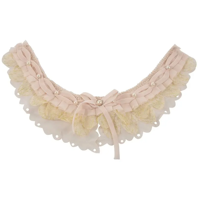 

Champagne Bowknot Chiffon Lace Collar Sewing Applications