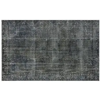 

Handmade Gray Vintage Overdyed Turkish Area Rug 186x293 Cm-6'1''X9'7''