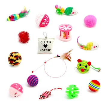 

16pcs Toys Variety Pack Cats Funny Mouse Catnip Sisal Balls Gift Value Feather Sets For Small Cat Pet Supplies Toy Set