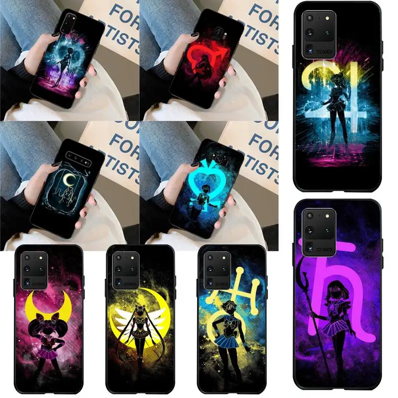 

HPCHCJHM Sailor Moon Soft Silicone Black Phone Case for Samsung S20 plus Ultra S6 S7 edge S8 S9 plus S10 5G