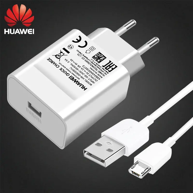 huawei QC 2,0 быстрое зарядное устройство 9 В 2A Micro USB кабель адаптер для быстрой зарядки для P9 P10lite Honor 8 lite 9 Nove 2 Plus 2s 3e 4e - Тип штекера: EU Charger and Cable