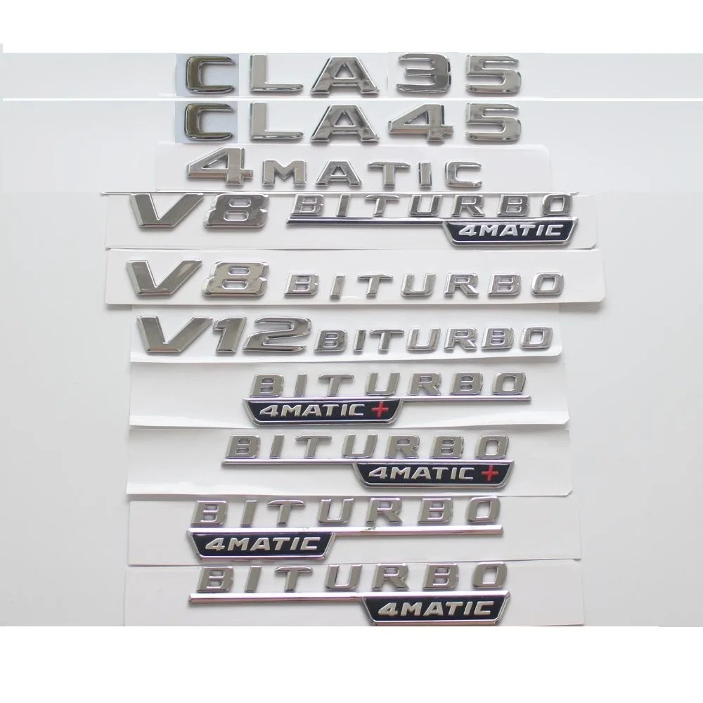

Chrome Letters CLA35 CLA45 CLA45s Emblem V8 V12 TURBO 4MATIC Sticker for Benz X117 C117 X118 AMG Trunk Fender Emblems