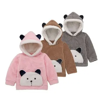 

Solid Cute Toddler Baby Girl Sweatshirts Baby Boy Hooded Sweatshirt Top Winter Warm Outwear Newborn Cute Bear Cap Clothing Set