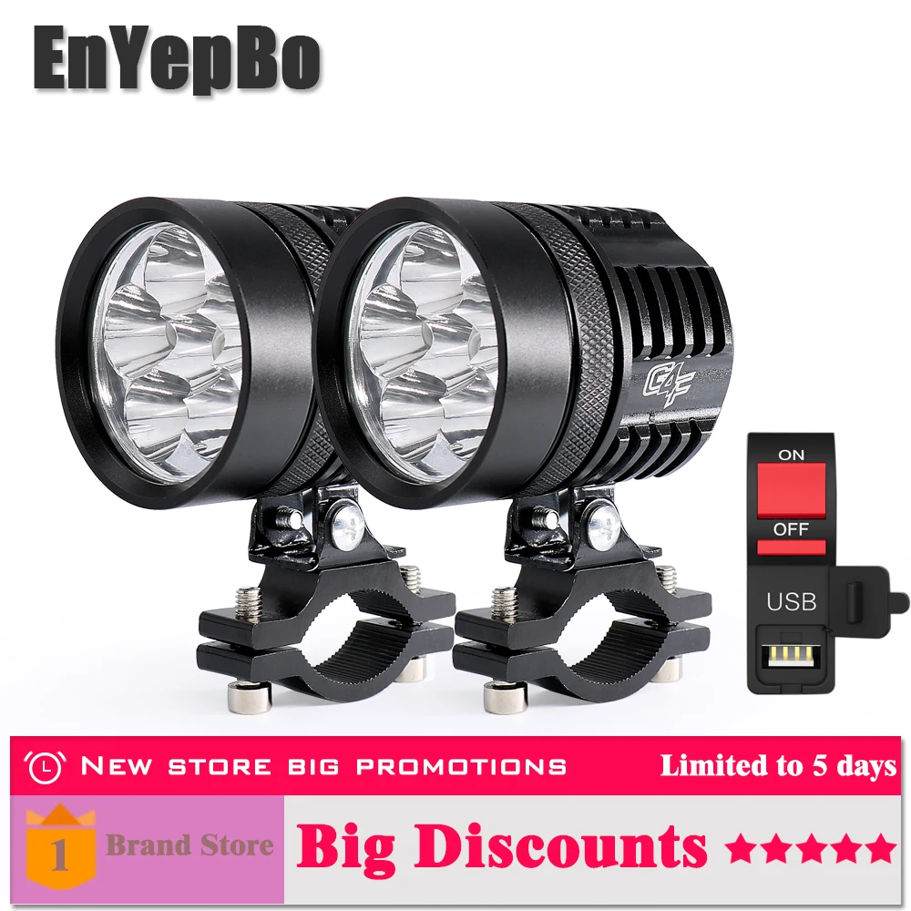 

EnYepBo LED Motorcycle Headlight White Super bright G4F Fog bulb 8000LM 50W Electric car SUV Auto working lamp 12V