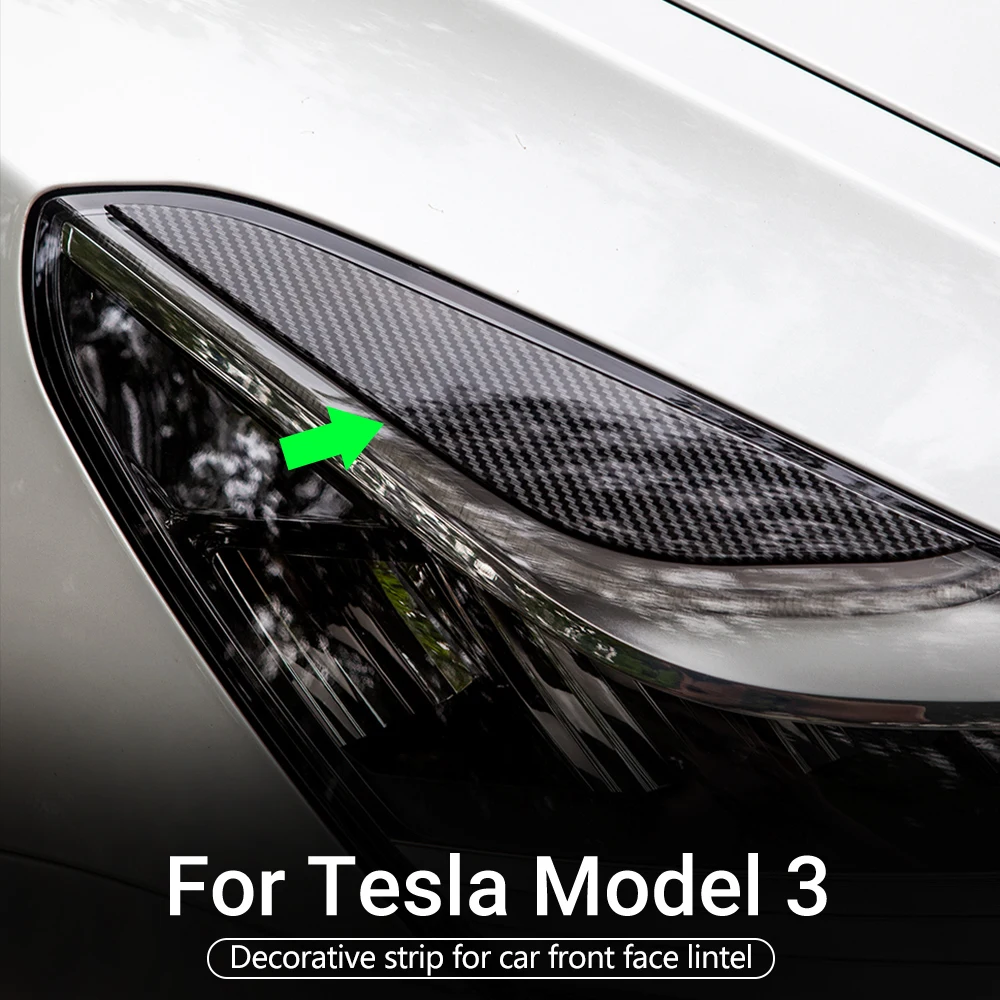 

Automobile decorative lamp eyebrow for Tesla Model 3 2017-2020 Decorative strip for car front light eyebrow 2pcs/set accessorie