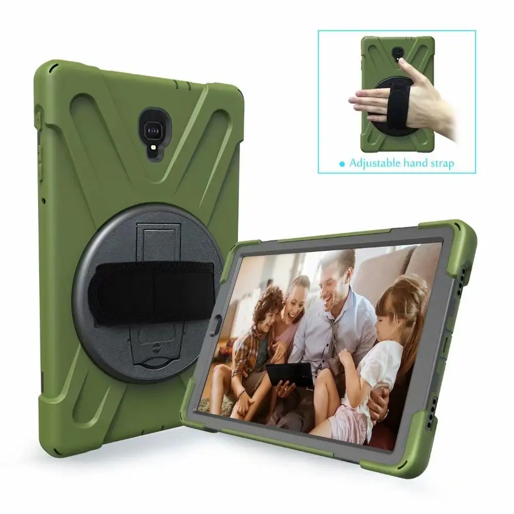 Green Детский чехол для samsung Galaxy Tab A A2 10," T590 T595 T597, безопасный противоударный чехол-подставка с ремешком на запястье+ ручка - Цвет: Green