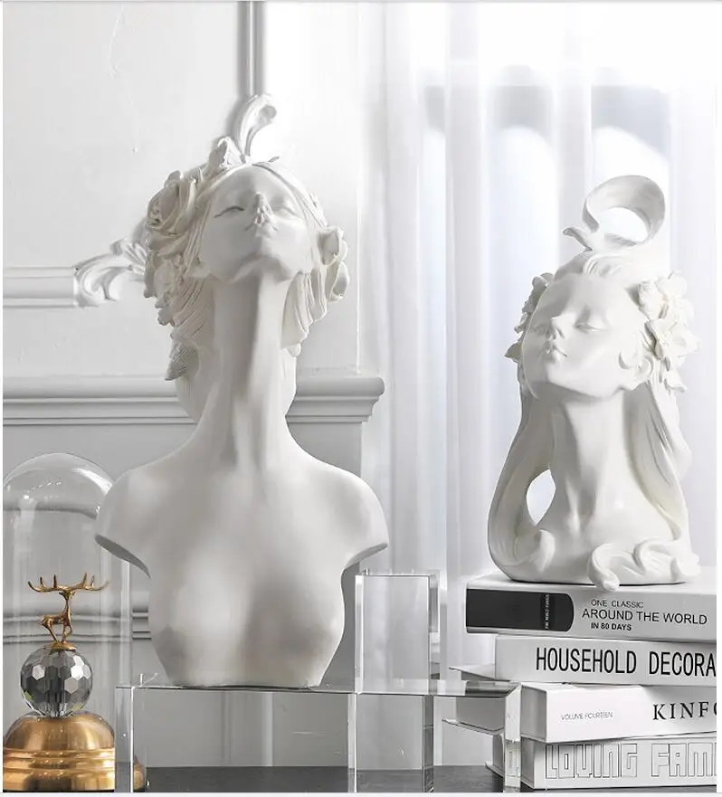 

Nordic Luxury Half Body Woman Figure Resin Statues Ornament Home Livingroom Sculpture Crafts Office Desktop Figurines Decoration