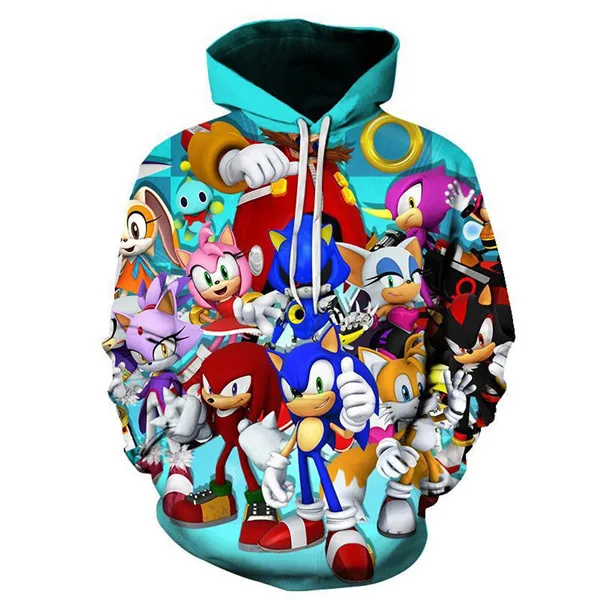 picture color Новое поступление Аниме Соник Ежик 3D печатные толстовки с капюшоном Детский модный Повседневный пуловер забавная Детская уличная Толстовка - Цвет: picture color