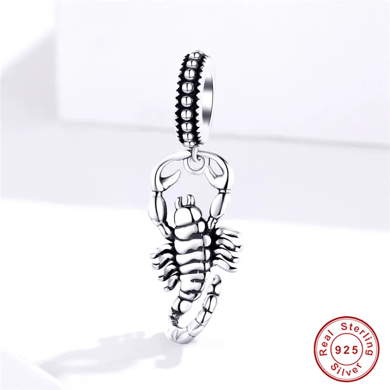 Браслет Pandora,, 925 пробы, серебряный, панк, Скорпион, амулеты, сделай сам, S925, пустыня, ползает, животное, бусины для изготовления ювелирных изделий