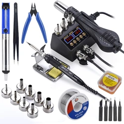 JCD – Station de soudage 750W avec écran numérique LCD, pistolet à Air chaud SMD, Kit d'outils de réparation de fer à souder, 8898 