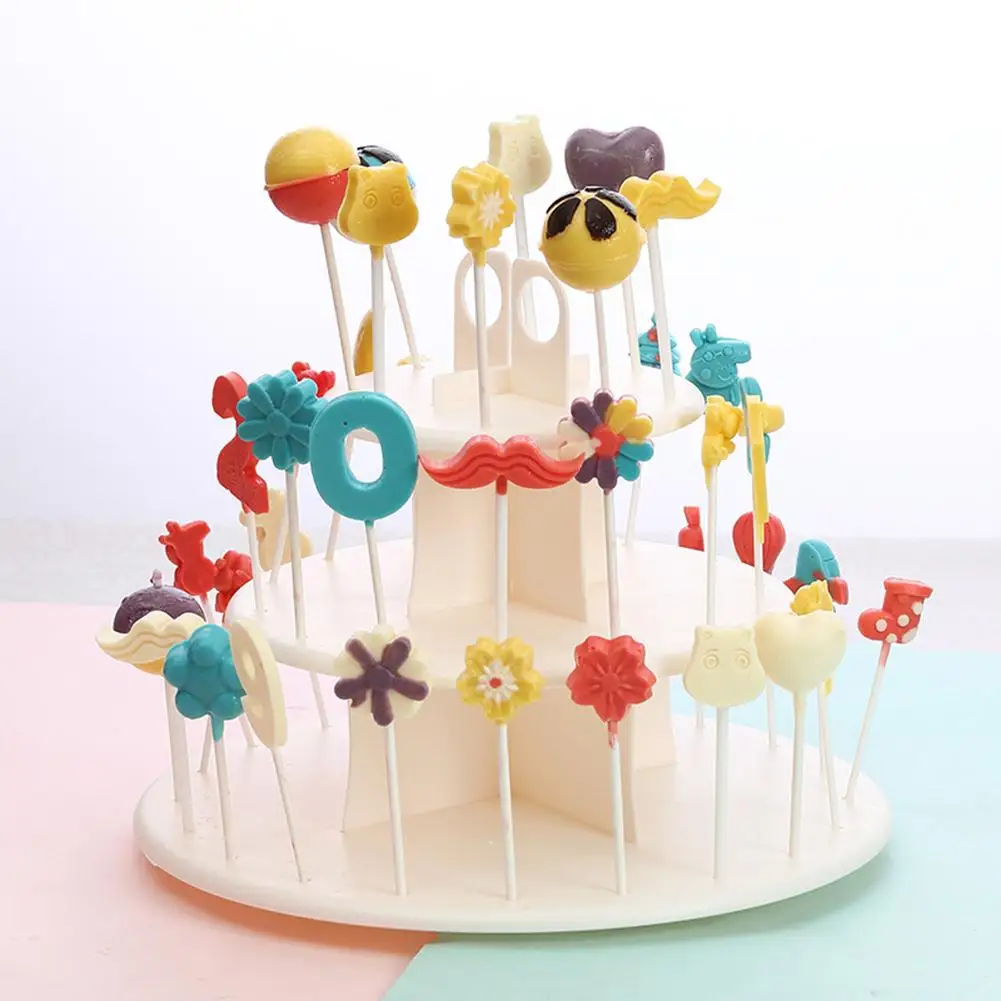 3-Tier 42 Holes Cake Stand Round Pop Lollipop Cupcake Display Stand Holder Wedding Birthday Party E