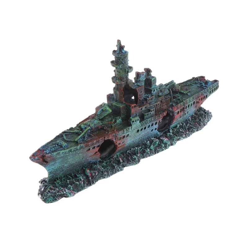 Украшение для аквариума, морской военный корабль, украшение для аквариума, скрывающаяся пещера, пейзаж, лодка