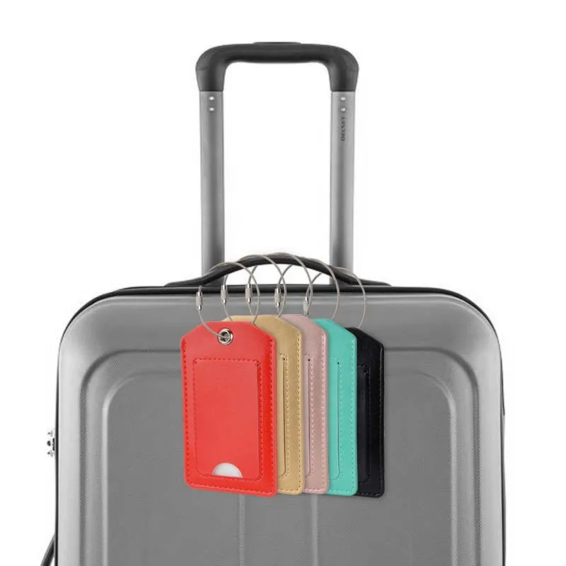 Fashion PU Leather Luggage Tags Travel Accessories Suitcase ID Address Holder Baggage Boarding Tag Portable Label