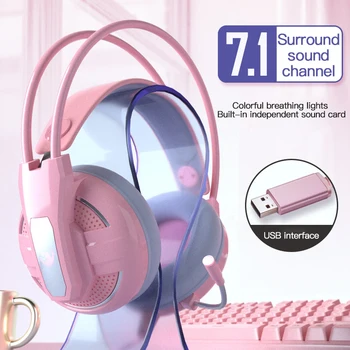 

3.5mm Gaming Headset Cute Shape Female Pink Headset Computer Gaming Headset Girl With Microphone For Computer PC PS4
