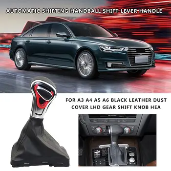 

For A3 8P A4 B8 A5 A6 C6 Q5 Q7 Black Leather Dust Cover LHD Gear Shift Knob Head Automatic Shifting Handball Shift Lever Handle