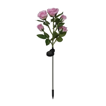 

Outdoor waterproof LED colorful light Simulation 5 LEDs Solar Light Pathway Rose Flower Garden Decoration Driveway