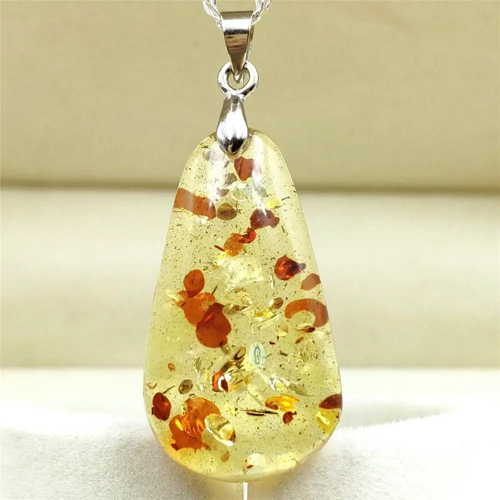 Подлинное натуральное пеплое Янтарное ожерелье с подвеской в виде цветка модный