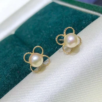 

Genuine 18K Yellow Gold Earrings Settings Mountings Findings and Component AU750 Jewelry Stud Earrings Women Nice Gift