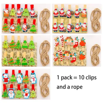 

Natural Wooden Christmas Snowman Series Wooden Rope Clip Photo Clip Decorative Clip Office Stationery School Supplies Folder