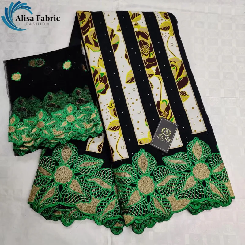 

Alisa High Quality French Tulle Lace Fabrics 2 Yards Matching 5 Yards African Dry Lace Fabrics With Wax Patchwork Cotton Lace