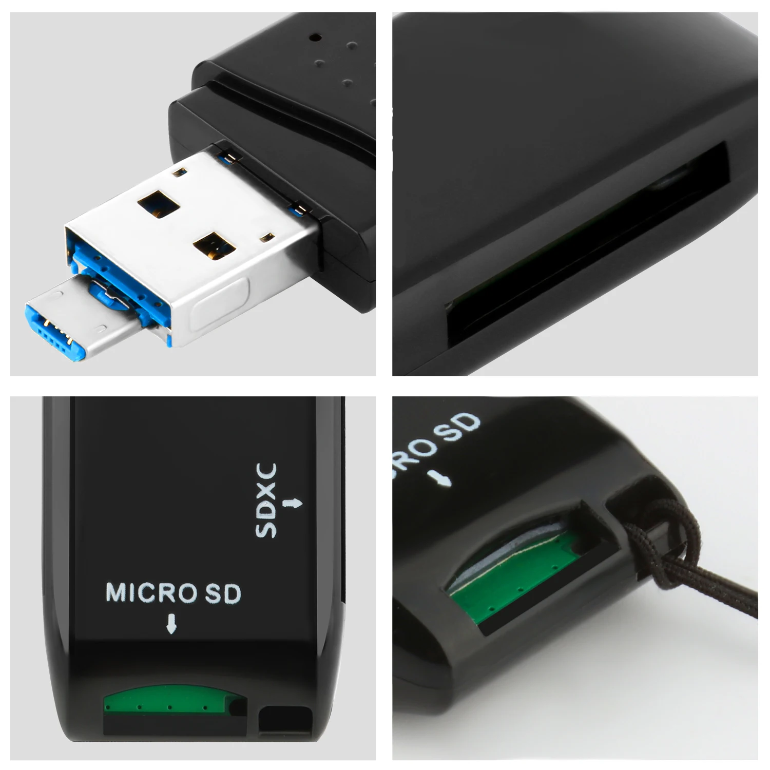 Rocketek usb 3.0 multi 2 in 1 memory otg phone card reader 5Gbps adapter for SD/TF micro SD for pc computer laptop accessories