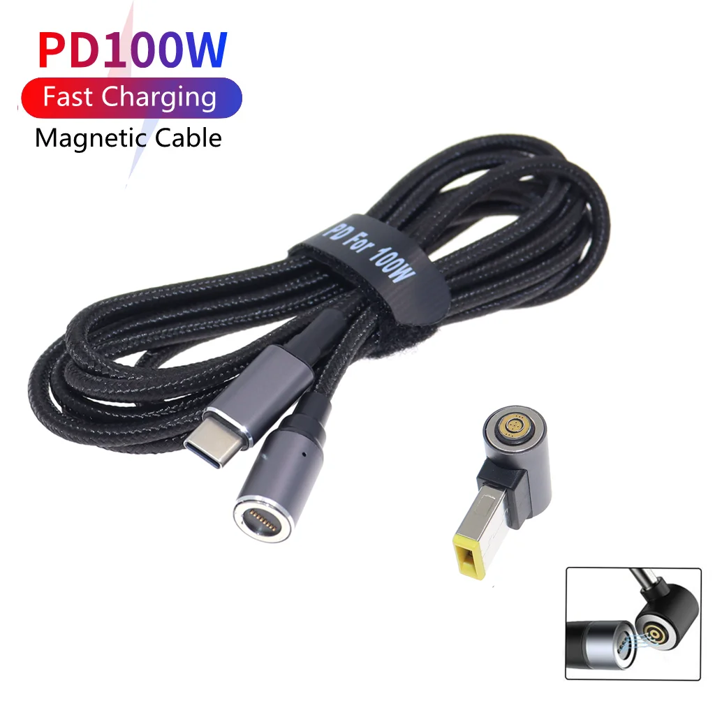 

100W Magnetic USB C Fast Charging Cable for Lenovo Thinkpad X1 Carbon Type C to Dc Power Adapter Connector for Lenovo Laptop