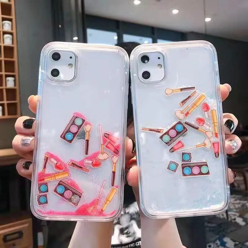 Makeup Eyeshadow Quicksand Phone Case For iPhone 11 pro max X XS MAX XR 6 S 7 8 Plus Cosmetic Glitter eye Shadow Box Soft Cover |