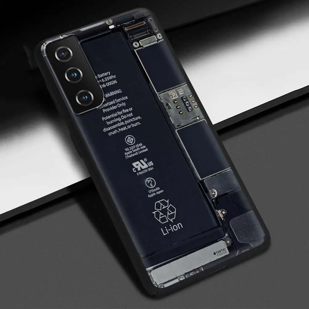 Sleek Silicone Black Phone Cover with Circuit Board Design