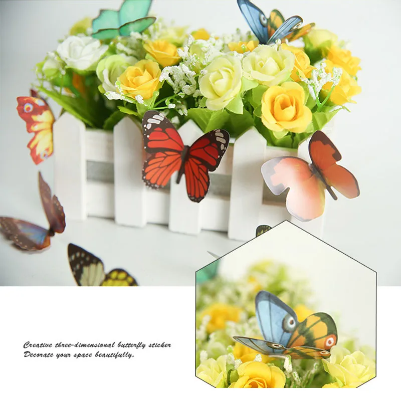 18 Бабочек 3D стерео моделирование украшения спальни стикер хрустальные бабочки настенные наклейки для дома вечерние украшения