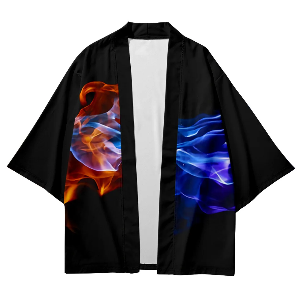 

Streetwear Men Women Cardigan Cosplay Haori Yukata Harajuku Tops Robe Clothes 2021 3D Vivid Color Japanese Cartoon Beach Kimono