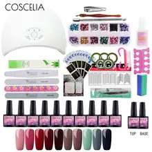 Полный маникюрный набор кисточки для маникюра с УФ светодиодный лампой набор для ногтей Гель-лак Инструменты для маникюра дизайн ногтей ге...(China)