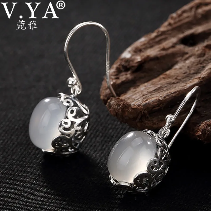 V. YA S925 висячие серьги из серебра 925 пробы Винтажные Ювелирные изделия натуральный камень серьги-подвески ручной работы
