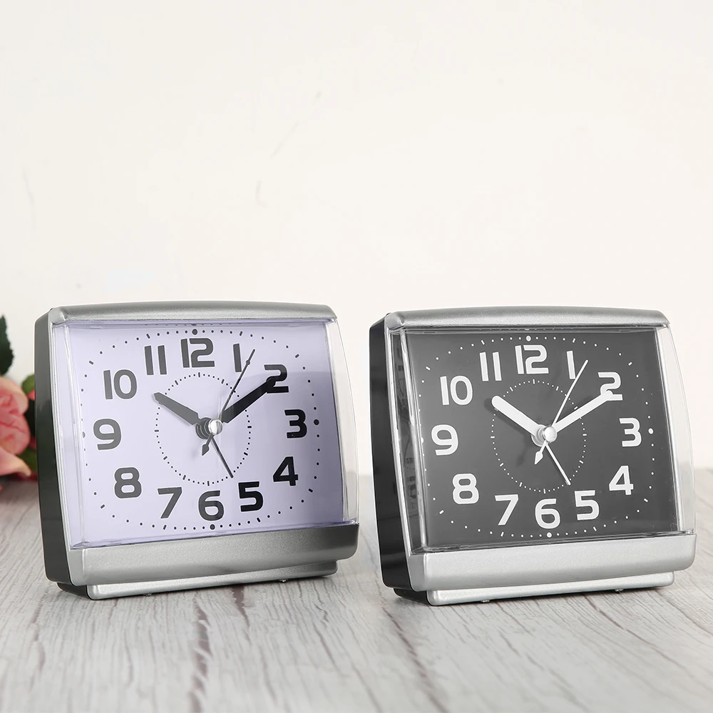 Современные квадратные часы-будильник для спальни, Настольная кровать, часы для пробуждения, пластиковые бесшумные маленькие настольные часы