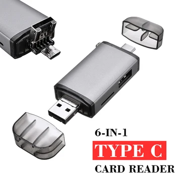

6-in-1 Mobile Phone Type C Card Reader Multi-function USB 3.0 TF Cards Adapter For PC Android Camera External Data Reading