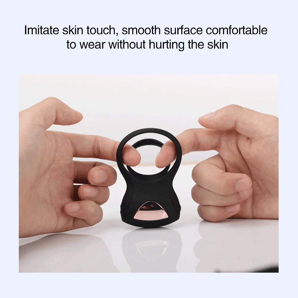 Dual Vibrating Silicone Cock Ring With Electric Shock For Men_voghion.com
