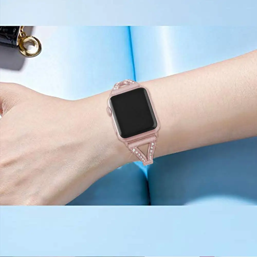 Роскошный браслет из нержавеющей стали для Apple Watch 3 2 1 42 мм 38 мм браслет ремешок для Iwatch серии 4 5 44 мм 40 мм