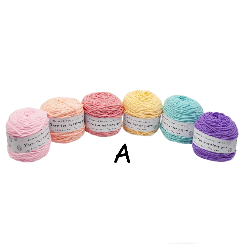 

6roll/set 200M Solid Tufting Yarn 8 Strands 85% Cotton Yarn For Tufting Gun Monk Cloth 24Color Knitting Thread Poke embroidery