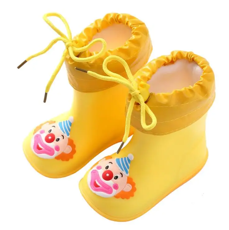 Yellow clown 4 Новинка года; модная классическая детская обувь из ПВХ резины; детская обувь с героями мультфильмов; детская водонепроницаемая обувь; непромокаемые сапоги - Цвет: Yellow clown 4