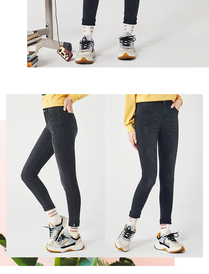 Женские джинсы SEMIR, новинка, зимняя Корейская версия, тонкие укороченные штаны, тонкие Стрейчевые женские штаны, хлопковые джинсы