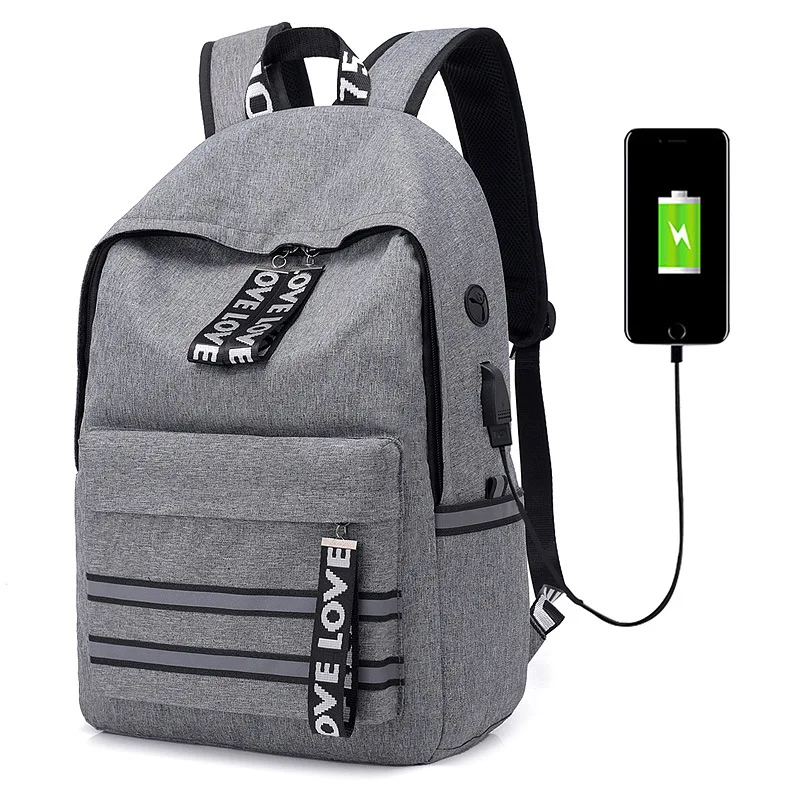 

Oxford USB Charge Backpack Leisure Travel Male Female Students Outdoor Double Shoulder Straps Bags With Waterproof Wearresistant