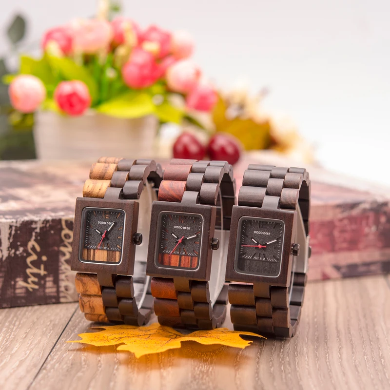 Women Watches Top Brand Luxury Ebony Wood Quartz Wristwatch Ladies часы женские montre femme in Gift Box Dropshipping - 2