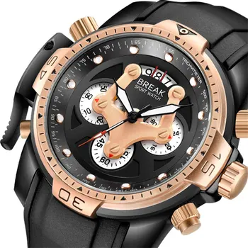 

Chronograph Army Quartz Watches Waterproof Rubber Band Sport Watches Luxury Gifts for Men with Watch Case Business Watch