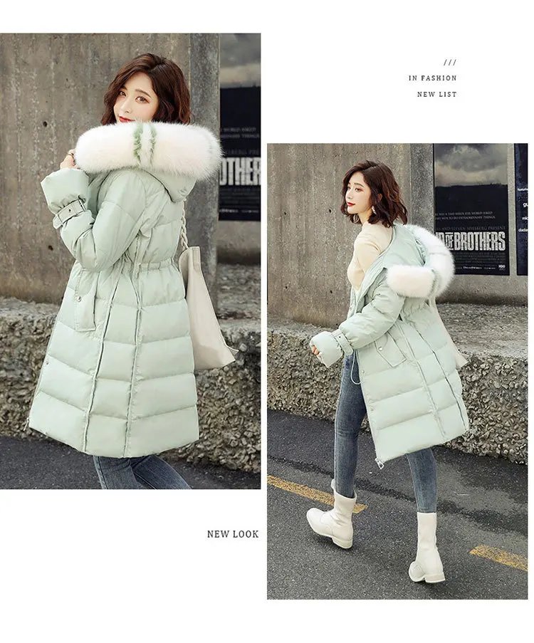 Winter New Style down Jacket Women's Mid-length Korean-style Large Fur Collar Trend of Fashion Casual WOMEN'S Dress Warm Co