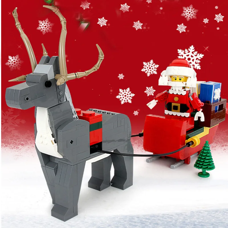 Advent календарь фигура фестиваль снежные сани грузовик Лось Строительный Блок Совместимые части игрушек с Бела Рождество