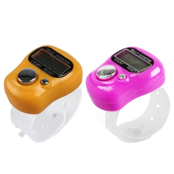 

2 Pcs Mini LCD Electronic Digital Display Finger Hand Tally Counter Counting , Orange & Rose Red