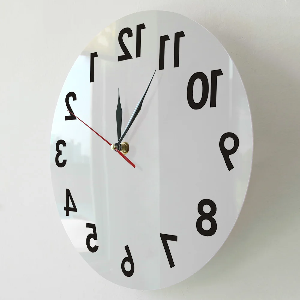 Reverse Unusual Numbers Backwards Modern Decorative Wall Clock Watch Excellent Timepiece For Your Wall Just6F