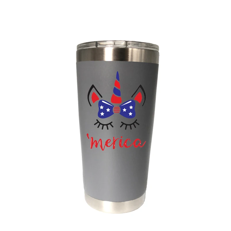 Единорог 30 унций стакан для путешествий автомобиля пивная кружка бутылка для воды Изолированная вакуумная фляжка из нержавеющей стали Термос виски кофейные кружки - Цвет: 20 oz gray